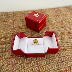 Red Vintage Style Double Door Ring Box. New Antique style Jewellery Box. Perfect for a wedding ring or Engagement ring