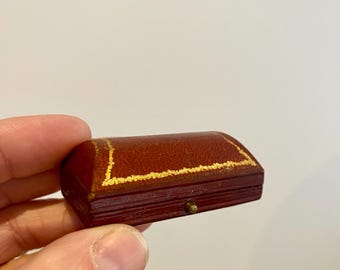 Unusual Antique Leather Jewellery Box. Victorian Jewelry Box for earrings or shirt studs. Jewellers by Appointment to Royalty