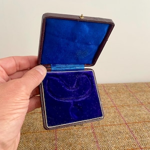 Unusual Antique Jewelry Box. Vintage Jewellery Box. Fitted Necklace & pendant case.