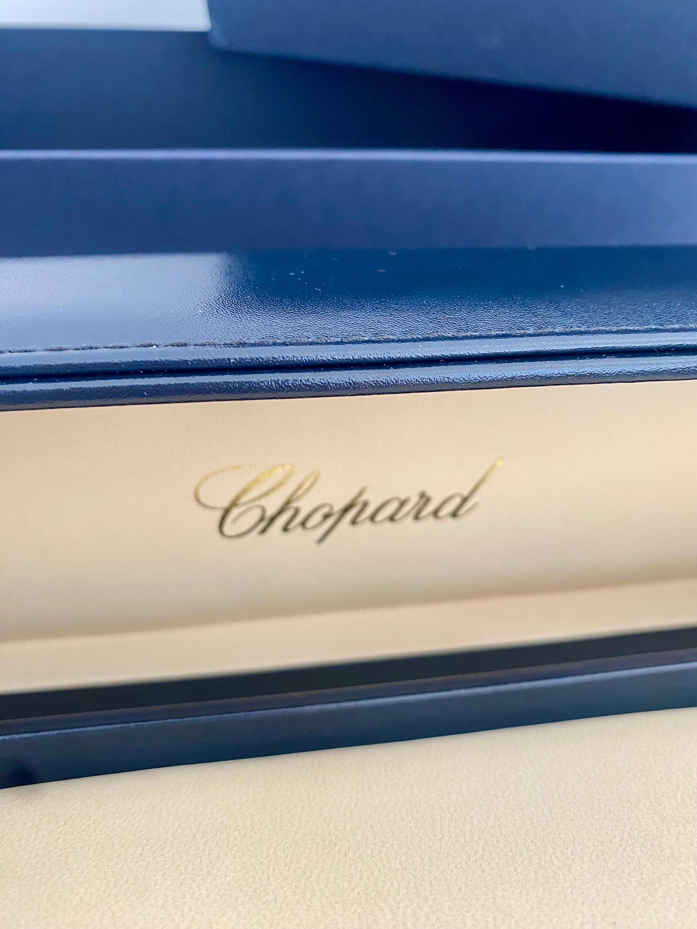 Chopard Glasses Case Hard Case Blue Leather Magnetic Full