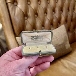 Antique Tooled leather Jewelry Box. Small Gilded Vintage Jewellery Box. From the World Famous Harrods Store