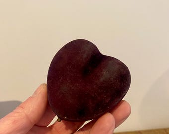 Beautiful Victorian Velvet Heart Shaped Jewelry Box. Antique Jewellery Box