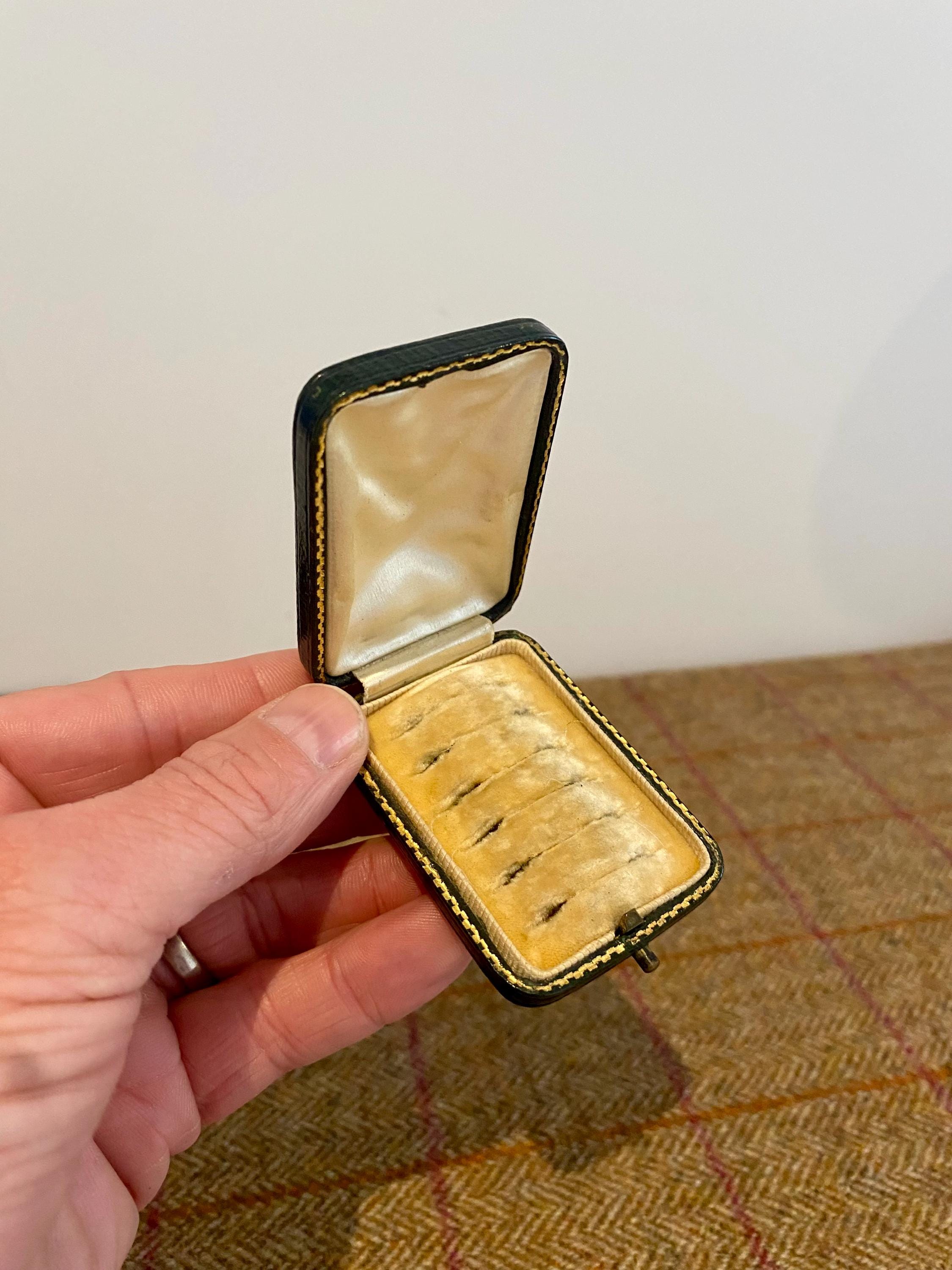 希少なアンティークレザージュエリーボックス。マルチブローチボックス