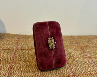 アンティークベルベットジュエリーボックス。ヴィンテージジュエリーボックス。スタンド付き両開きドアジュエリーディスプレイケース