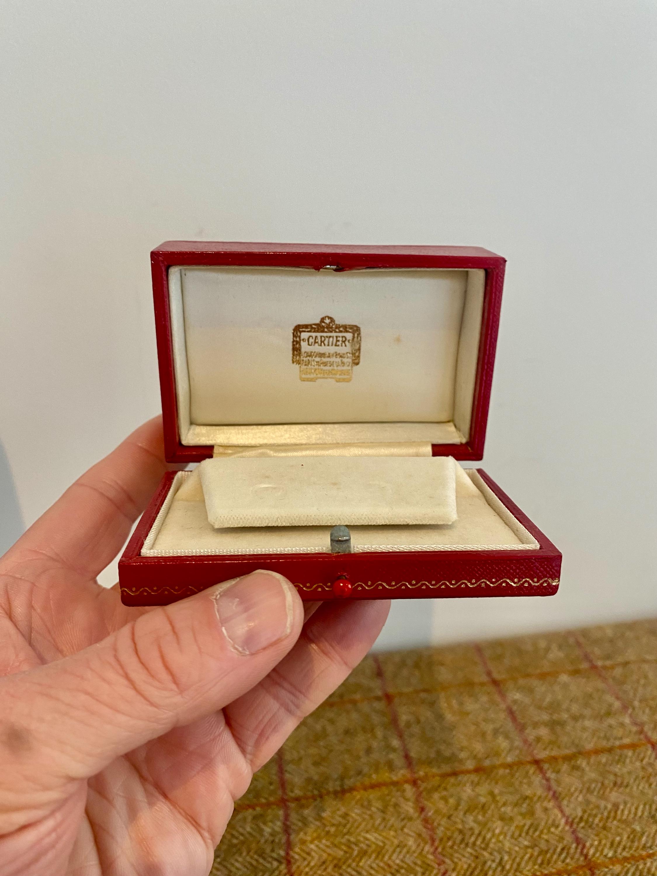 Vintage Cartier Jewelry Box. Red Leather Vintage Jewellery Box