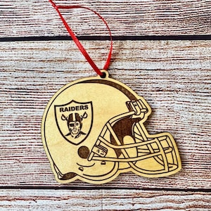 Handmade Laser Engraved NFL Football Helmet Ornament - Customizable Team Design