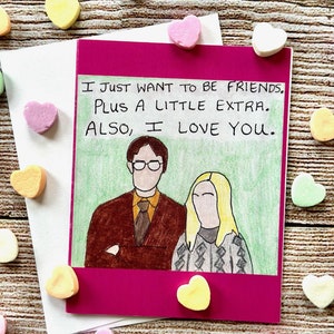 Cartão de felicitações de amor engraçado Dwight e Angela The Office Valentine Eu só quero ser amigos e um pouco mais, também te amo Valentine