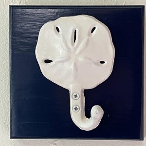 Nautical Coastal Sand Dollar Wall Hook –sand dollar hook - wall hook - rustic hook - towel hook - navy - nursery hook