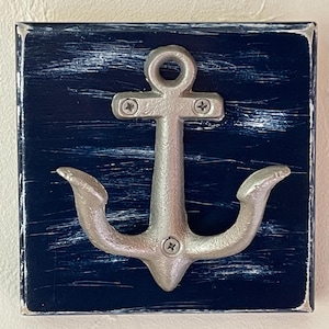 Anchor Wall Hook – Nautical wall hook -  Coastal wall hook - rustic hook - towel hook - distressed blue - boys bedroom hook  Nautical Decor