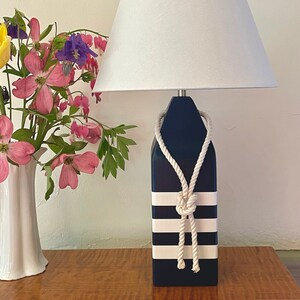 Lobster Buoy Lamp, Navy Blue and White, Star Fish, Lobster Trap Buoy, Nautical Lighting, Coastal Cottage Decor, Table Lamp, Beach House