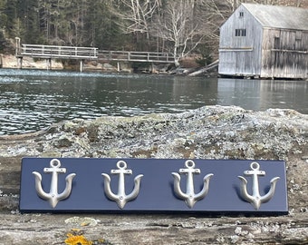 Nautical Coat / Towel  Rack, Anchor Hook, Coastal Cottage Decor, Beach House, Nautical Boys Bedroom,  , Nautical Wall Hooks, Coastal Hooks