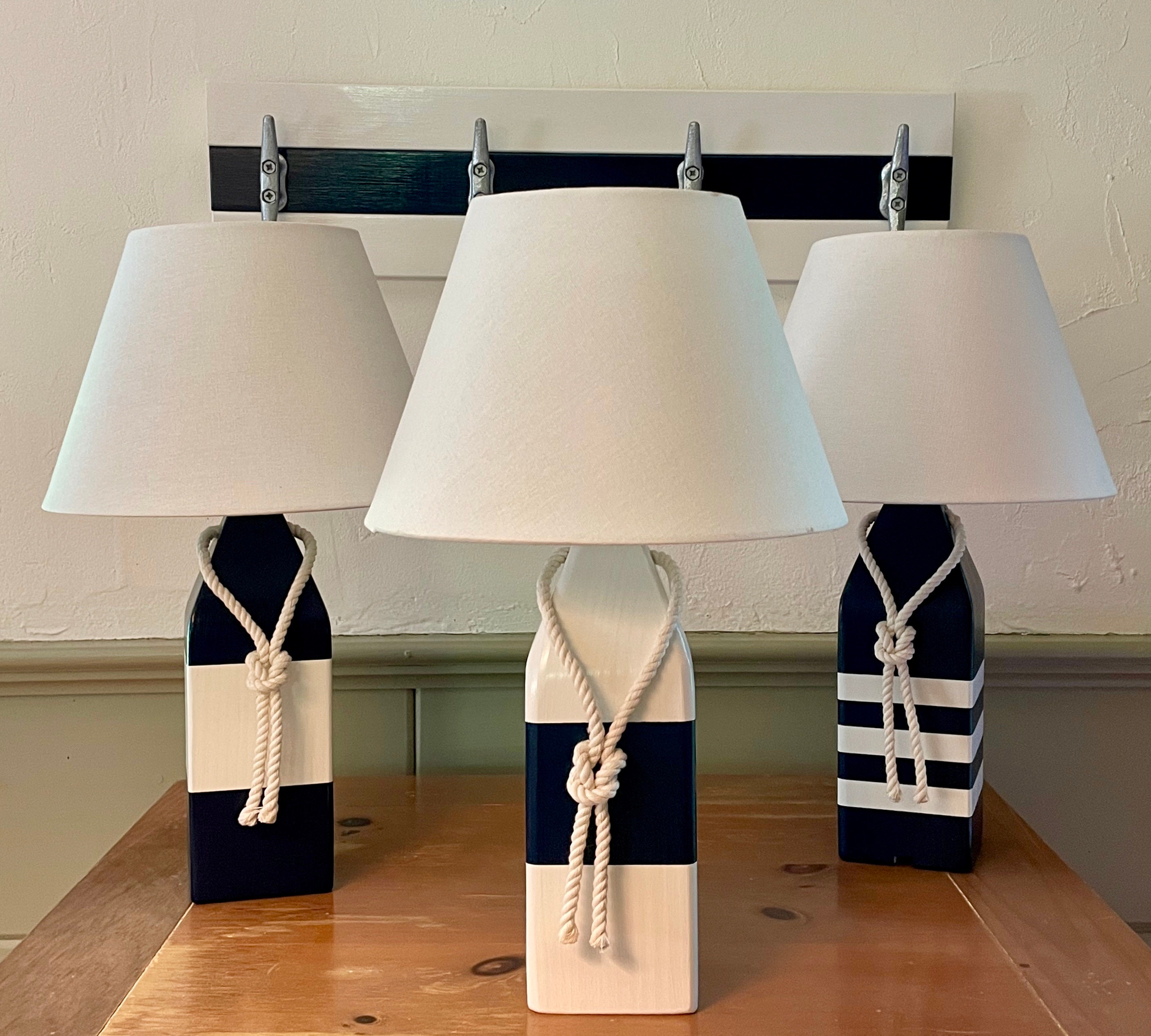Lobster Buoy Lamp Navy Blue and White Lobster Trap Buoy Etsy