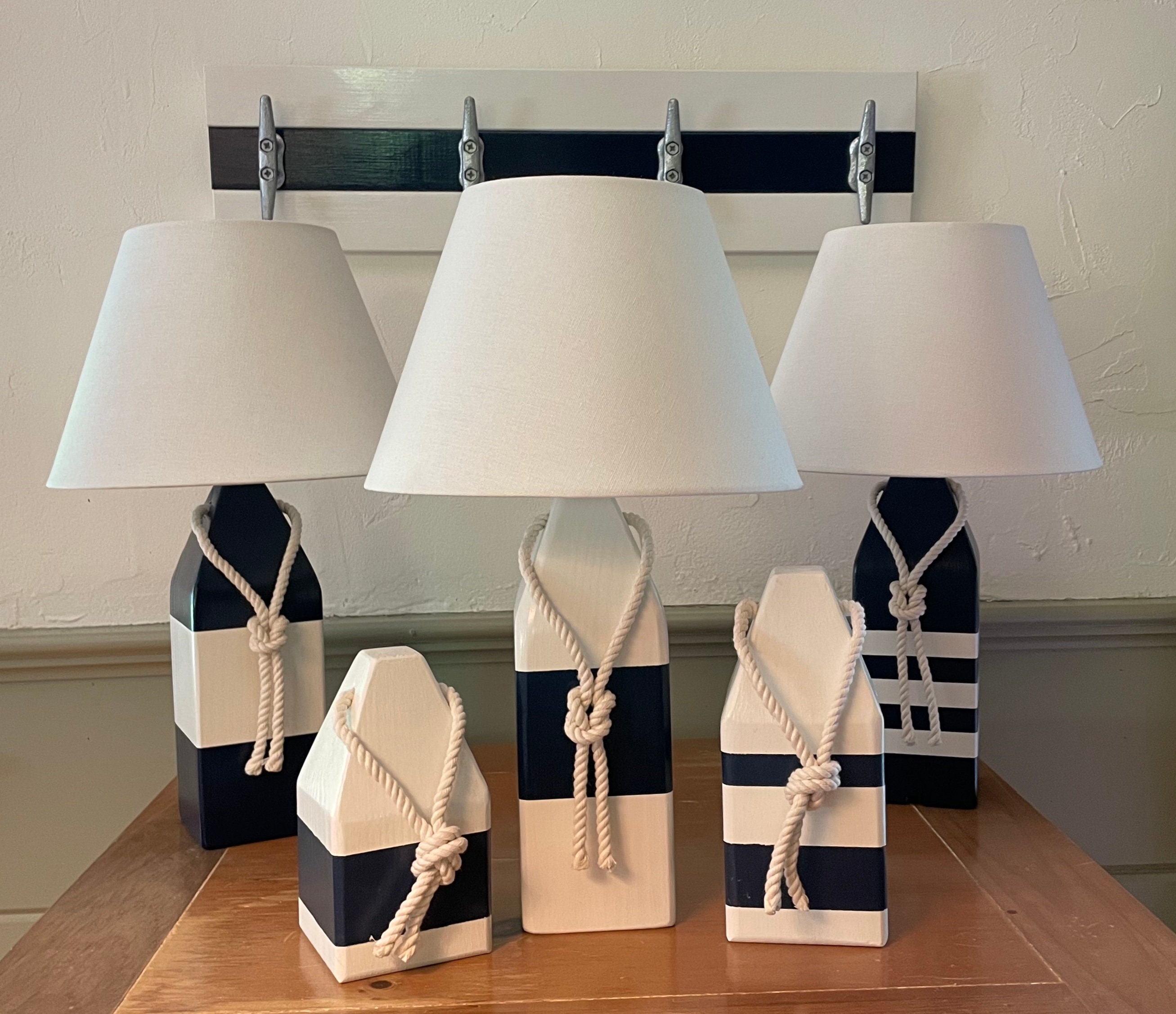 Lobster Buoy Lamp Navy Blue and White Lobster Trap Buoy Etsy