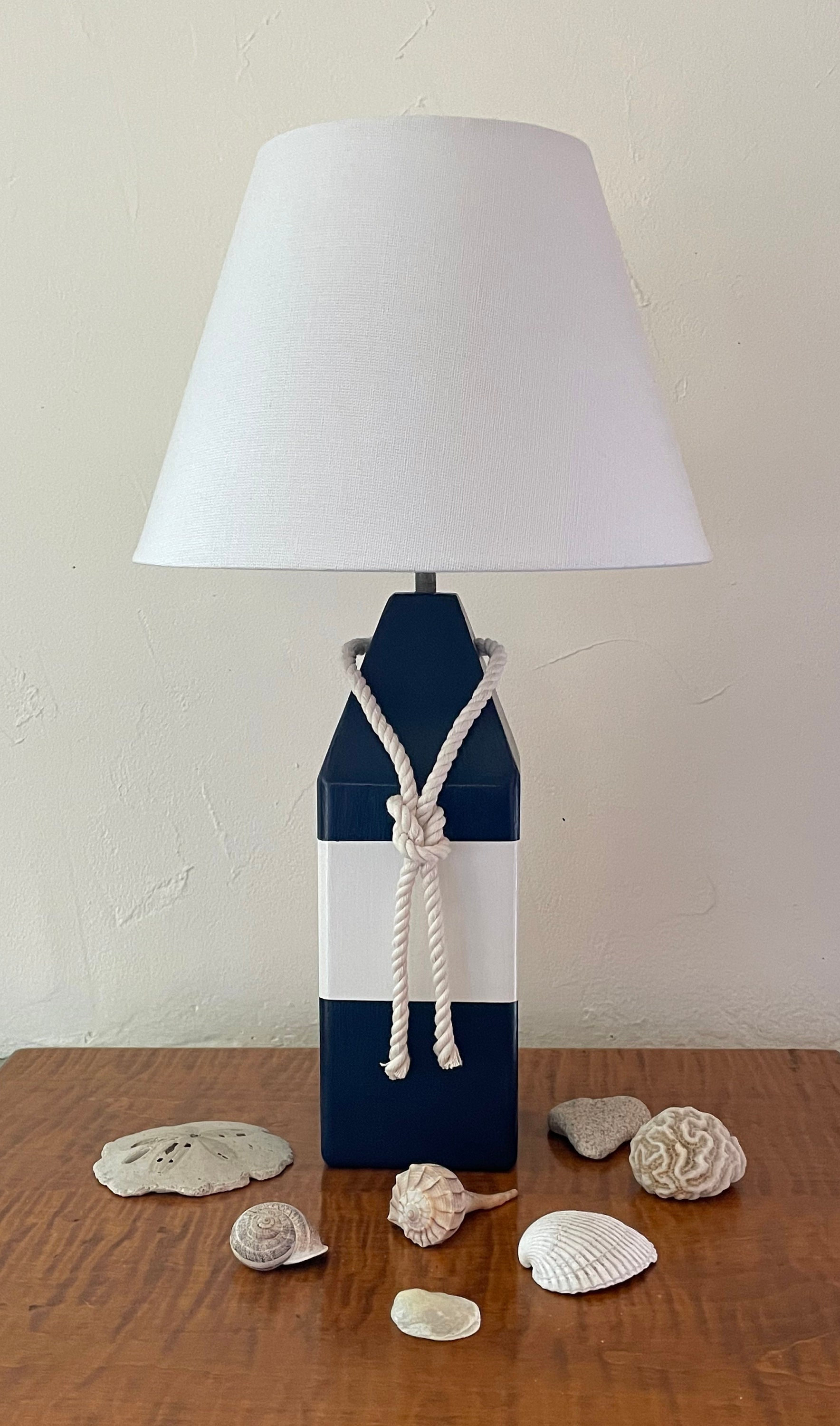 Lobster Buoy Lamp Navy Blue and White Lobster Trap Buoy Etsy