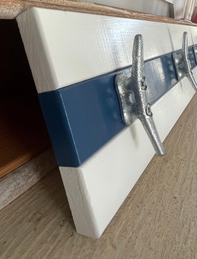 Boat Cleat Coat Rack, Nautical Towel Rack, Hat Rack, Key Hooks, White
