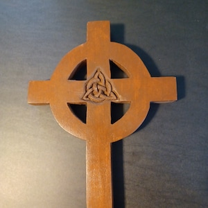 Vintage Carved Wooden Celtic Triquetra Cross