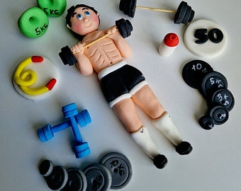 Edible gym cake topper,fondant figurine icing decoration