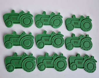 12 Tractor edible cupcake toppers,party icing fondant decorations