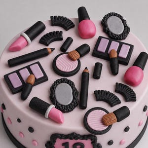Eetbare make-up taarttopper, decoratie van fondantglazuur
