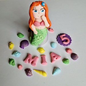 Edible mermaid cake topper,fondant icing decoration