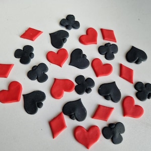 25 decorazioni per torte/cupcake commestibili con carte da gioco/simboli del casinò, decorazioni in glassa fondente Vegas
