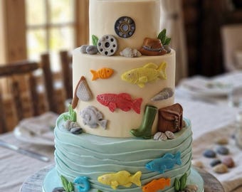 22 essbare Fisch Cake/Cupcake Topper, Fisch Fondant Dekorationen
