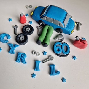 Edible mechanic cake topper,fondant icing decoration