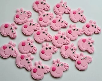 12 Еdible Peppa Pig cupcakes toppers,fondant birthday decoration