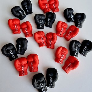 12 Edible boxing gloves cake/cupcakes toppers,handmade fondant decorations,sport