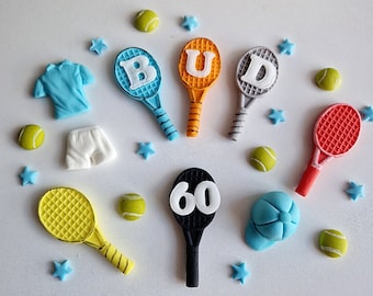 Edible tennis cake toppers,fondant icing sport decorations