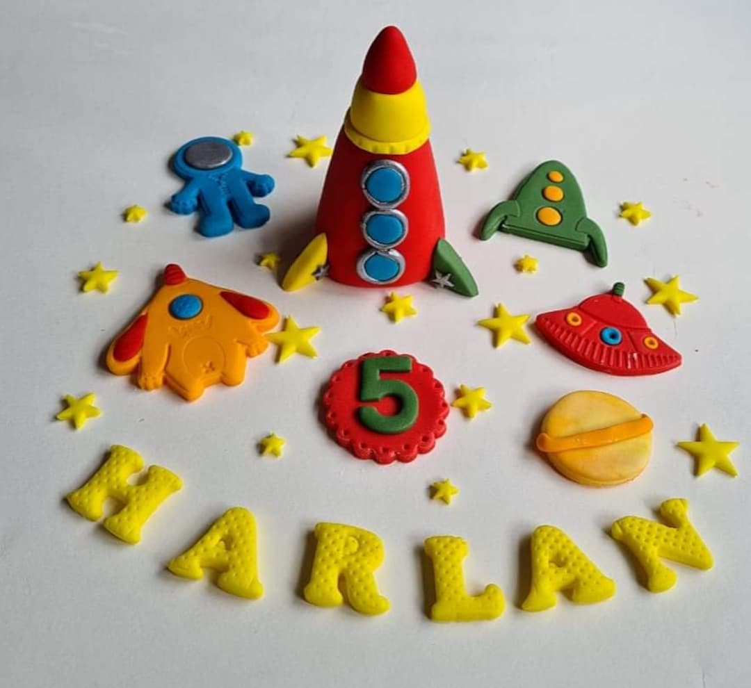 Edible Rocket Cake Topper,space Fondant Icing Decoration - Etsy