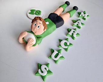 Edible rugby decoration,American football figurine,fondant player cake topper