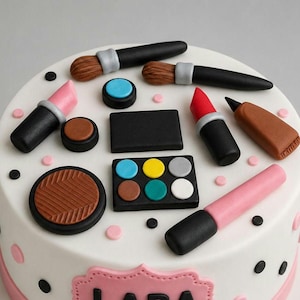 Eetbare make-up taarttopper, fondant glazuur feestdecoratie