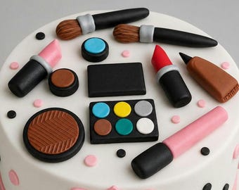 Edible make up cake topper,fondant icing party decoration
