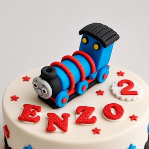 Gepersonaliseerde Thomas The Tank Engine, trein eetbare taarttopper | Aangepaste naam, leeftijd verjaardagsdecoratie