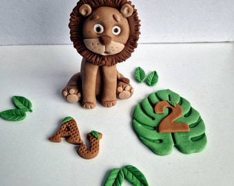 Décoration de gâteau bébé lion comestible, décoration de glaçage fondant zoo