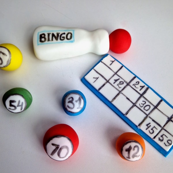 Edible Bingo cake topper,handmade fondant decoration