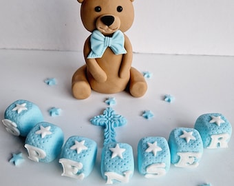 Decorazione commestibile a forma di orsetto per torta – Decorazione in pasta di zucchero per baby shower, primo compleanno, battesimo