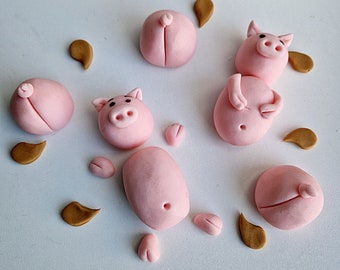 Pigs in mud edible cake toppers,swimming fondant decoration