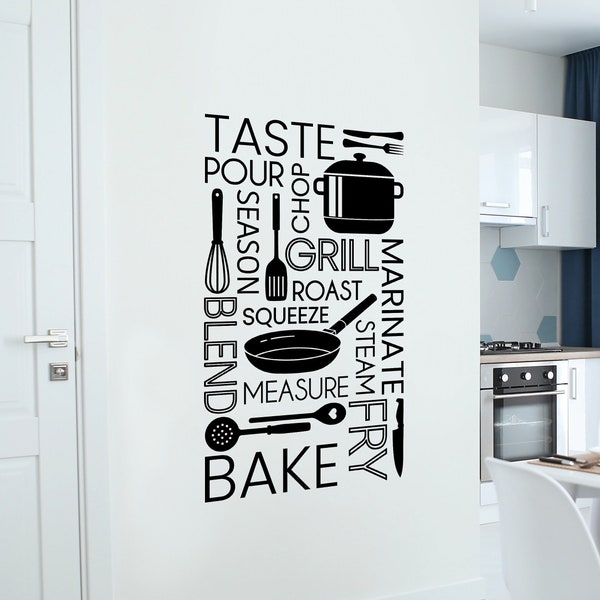 Kitchen Words Kitchen Wall Sticker Decal Cloud Words Lettering Dining Room Home Decor Wall Art Transfer