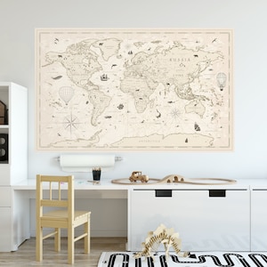 Vintage World Map Educational Wall decal