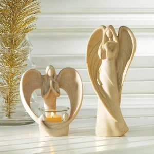 Angel Figurine and Angel Candle Holder | Prayer Table figurines | Angel Statues | Home Decor | 2 Angels Figurines | Free Shipping