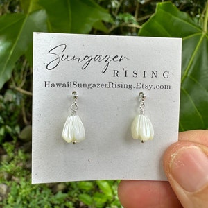 Pikake Stud Earrings, Sterling Silver, Mother of Pearl, 925 Stamped | Minimalist | Everyday Jewelry | Handmade In Hawaii | 2mm Ball Posts