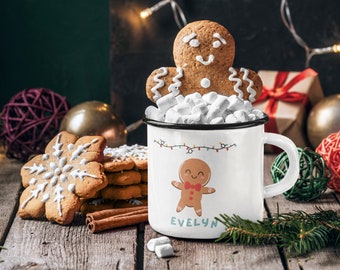 Santa & Friends Personalized Christmas Camping Mug, Hot Cocoa Mug, Custom Christmas Mug, Christmas Gifts for Kids, Gifts for Coffee Lover