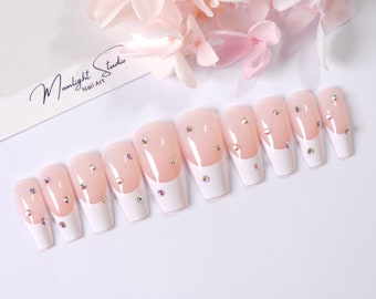 24Pcs Coffin/Ballerina Medium Press on Nails/Festive Nails/Stick on Nails/False Nails/Glue on Nails - Gift For Her