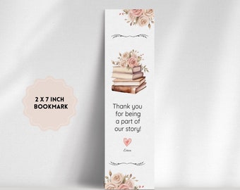 Story Book Baby Shower Bookmark: Floral Thank You Favor (Digital Download)