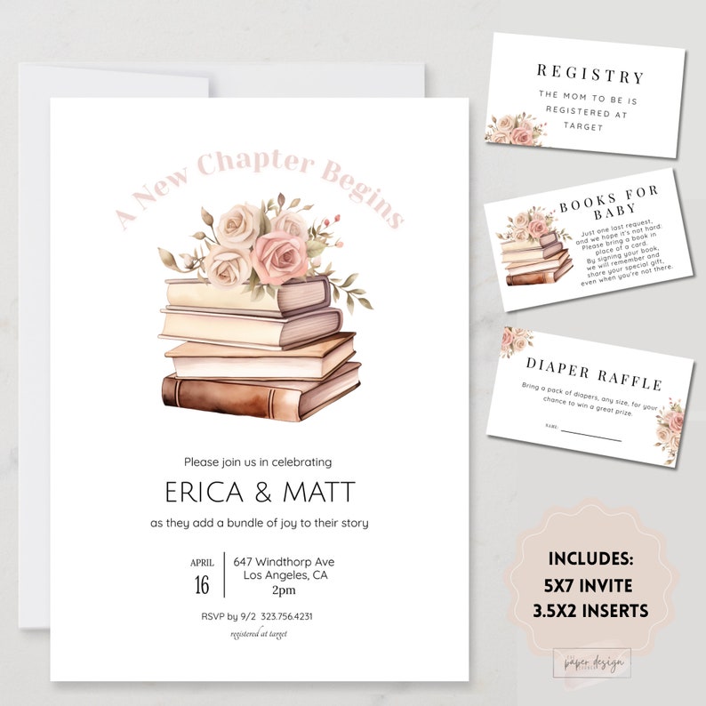 A New Chapter Begins Storybook Baby Shower Bridal Shower Invitation