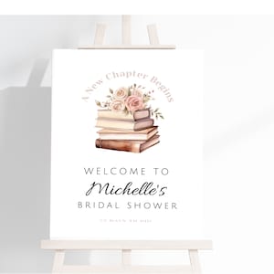 A New Chapter Begins Sign, Bridal Shower Welcome Sign, Story Book Shower, Library Book Baby Shower, Editable 18 x 24 Welcome Poster