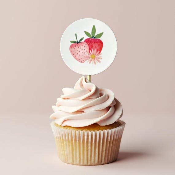 5 Decorazioni Per Torta In Legno A Forma Di Fragola E Margherita - Colorate, Per Compleanno Bambini E Baby Shower