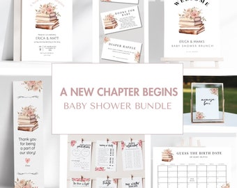 Storybook Baby Shower Invitation Bundle: Floral Book Theme (Digital Download)